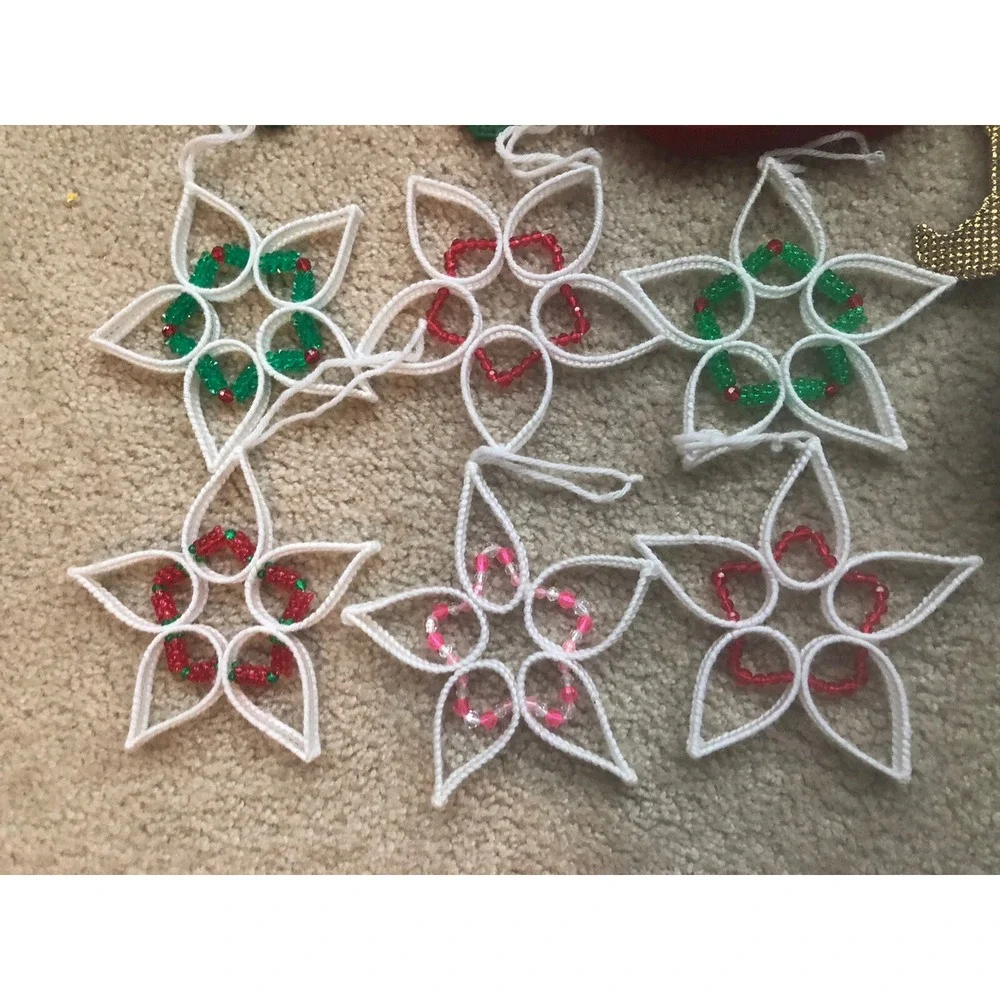 Plastic Canvas Needlepoint Christmas Crafts Handmade Finished Pieces Lot Of 16